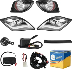 Golf Cart Light Kit, Deluxe Headlight Tail Light Kit for Yamaha Drive 2 2017-up 12V/48V/36V, with Daytime Running Lamp/Low high Beam/Turn Signal/Brake Pad Switch/Hazard Lighting