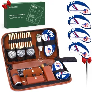 Golf Gifts for Men and Women, Golfing Accessories Kit with Multifunctional Divot Tools, Golf Tees, Golf Balls and Holder, Rangefinder, Brush, Scorer, for Golfer