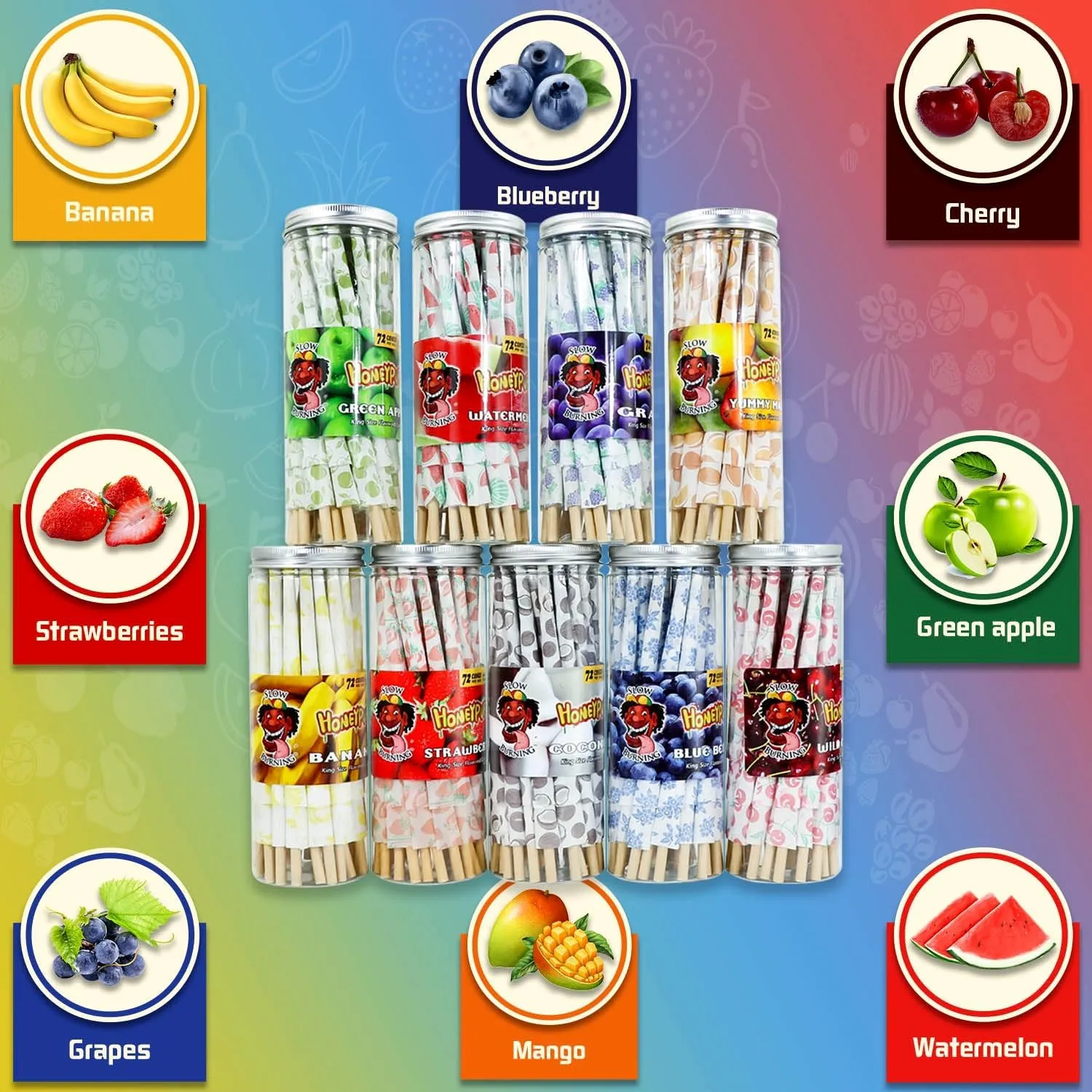 Grape Flavored Rolling Papers, 72 Pack Flavored Pre Rolled Cones Rolling Papers King Size, Easy to Use & Slow Burning