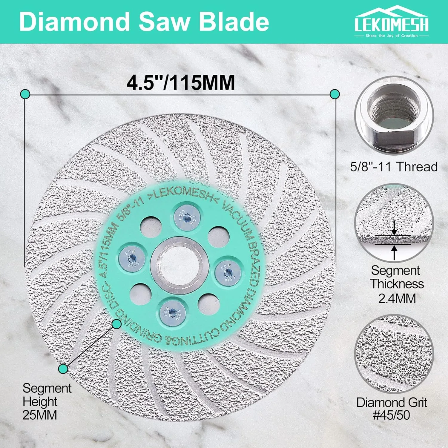 Grinding Cutting Diamond Blade - Diamond Grinding Wheel 4-1/2"/115mm, Granite Grinding Wheel for Shaping Porcelain Stoneware,Tile,Ceramic,Granite,5/8"-11 Thread