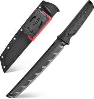 GTK6 Fixed Blade Knife AUS-10 Steel Blade Full Tang Nylon Fiberglass Handle EDC Fixed Knifes for Outdoor Camping Adventure (black)