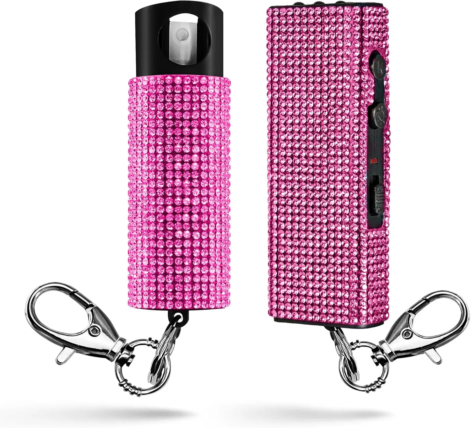 Guard Dog Security Bling It On Stun Gun and Pepper Spray for Self Defense, Fashionable Self-Defense Keychain Set for Women, Glow-in-The-Dark Actuator, 16-Ft Range, USB Rechargeable