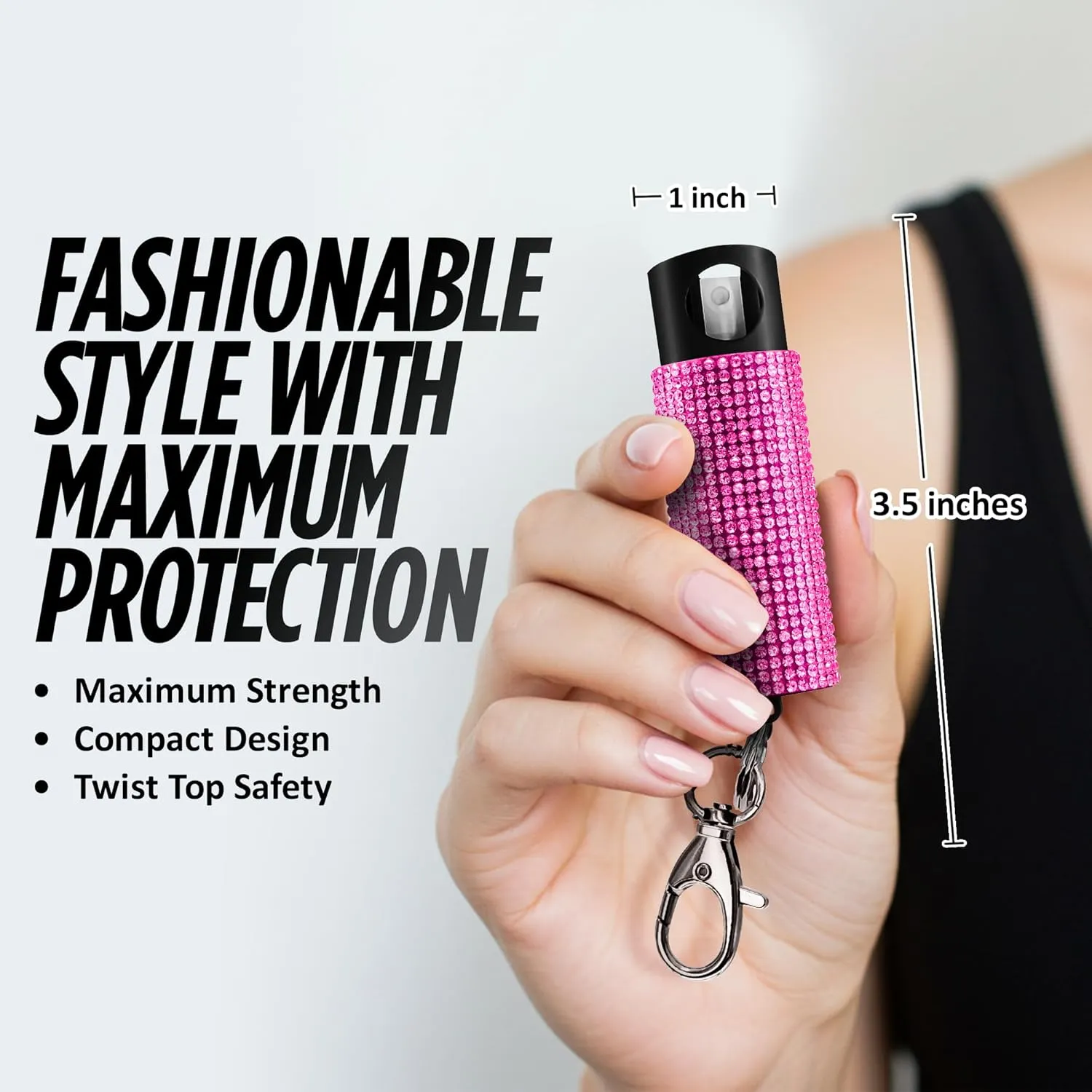 Guard Dog Security Bling It On Stun Gun and Pepper Spray for Self Defense, Fashionable Self-Defense Keychain Set for Women, Glow-in-The-Dark Actuator, 16-Ft Range, USB Rechargeable