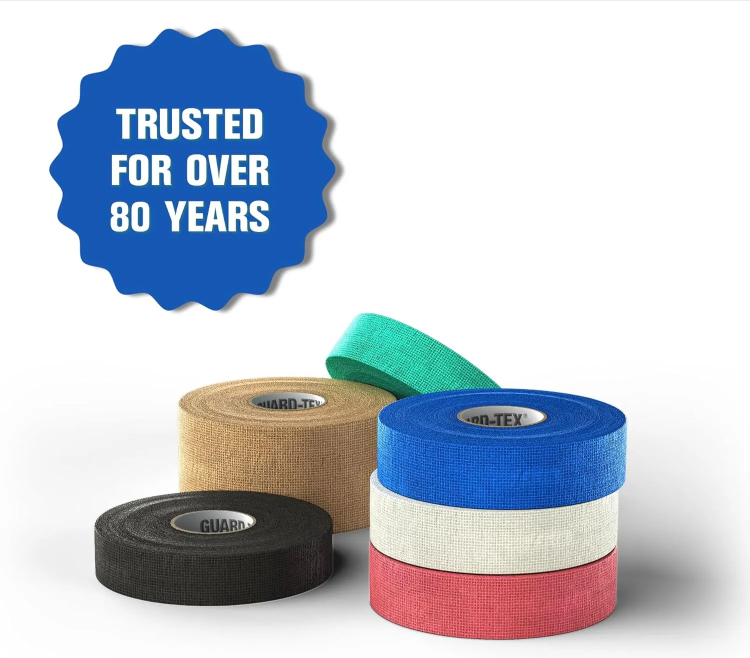Guard-Tex® 1" Utility Wrap – 12-Roll Pack – Cohesive, Adhesive-Free Tape for Fingers, Tools, First Aid & More – Flexible, Tear-by-Hand, Water-Resistant - Green