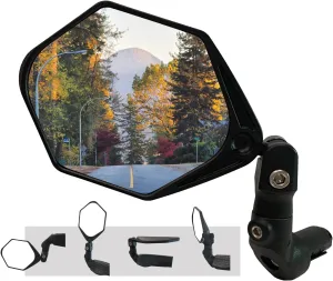 Hafny NEW Bar End E-Bike Mirror, Large Surface Handlebar Bike Mirror, HD Automotive Grade Glass Bicycle Mirror, Safe Blast-Resistance Cycling Mirror (HF-M904-FR08) (Anti-glare Blue Glass)