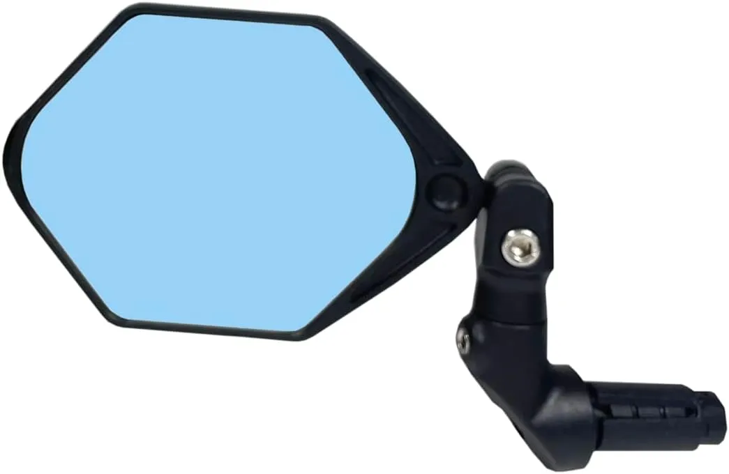 Hafny NEW Bar End E-Bike Mirror, Large Surface Handlebar Bike Mirror, HD Automotive Grade Glass Bicycle Mirror, Safe Blast-Resistance Cycling Mirror (HF-M904-FR08) (Anti-glare Blue Glass)