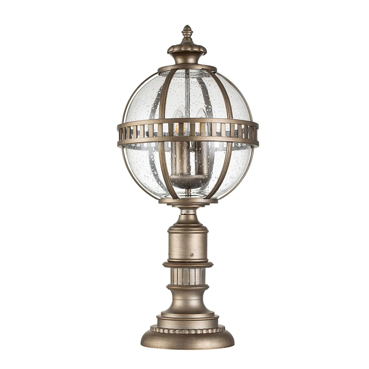 Halleron 3 Light Pedestal Lantern | Burnished Bronze