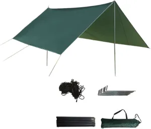 Hammock Rain Tarp Hammock Rainfly Set Shelter for 2-4 People Canopy Waterproof Tent for Survival Picnic Beach Backpacking