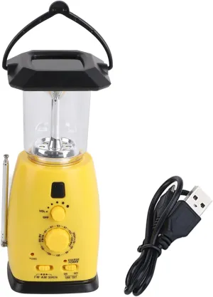 Hand Crank Flashlight, Emergency Portable Weather Radio Solar Camping Lantern Phone Charger & Rechargeable Lantern for Camping Emergency