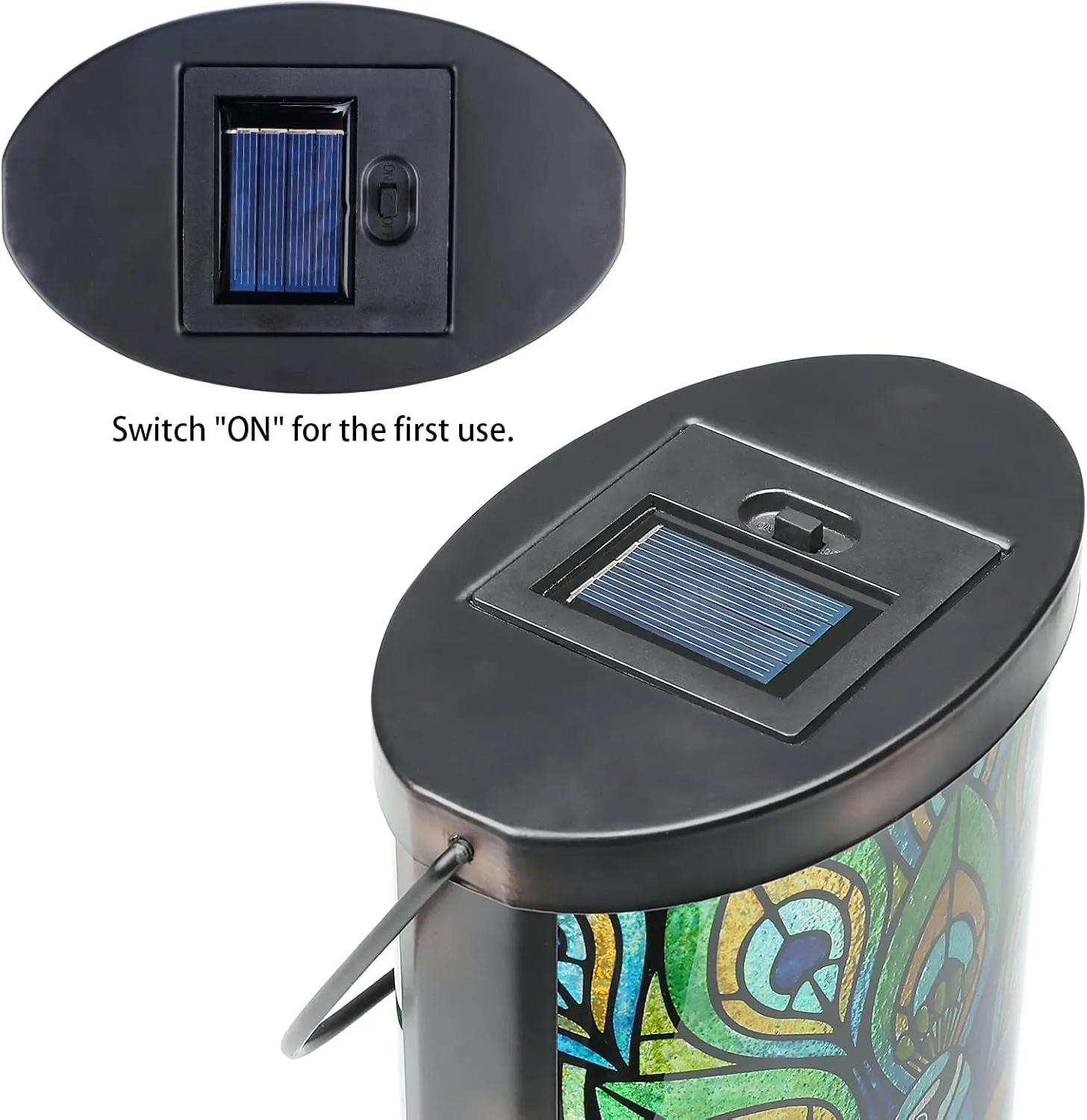 Hanging Solar Lantern Outdoor Waterproof LED Solar Lights Peacock Decorative Solar Lanterns Tabletop Lamp for Outdoor Patio Garden Yard Decor