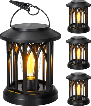 Hanging Solar Lanterns Outdoor Waterproof, 4 Pack Outdoor Lantern Decorative, Hanging Solar Lights for Outside Table Yard Porch Balcony Desk Patio Decor