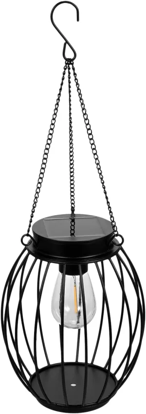 Hanging Solar Lanterns,1 Pack Hanging Solar Lanterns Metal Outdoor Waterproof Hanging Warm White Solar Lights with Tungsten Light Bulb for Outside Decorative Tree Lights Solar Lanterns for Gard