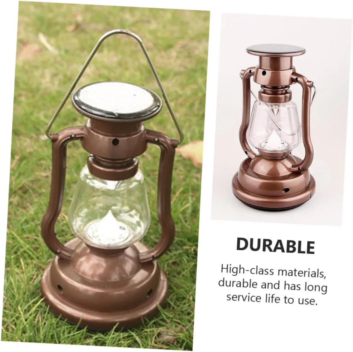 Happyyami Solar Camping Lights Handheld Outdoor Lantern Yard Lamp Retro Lantern Decor