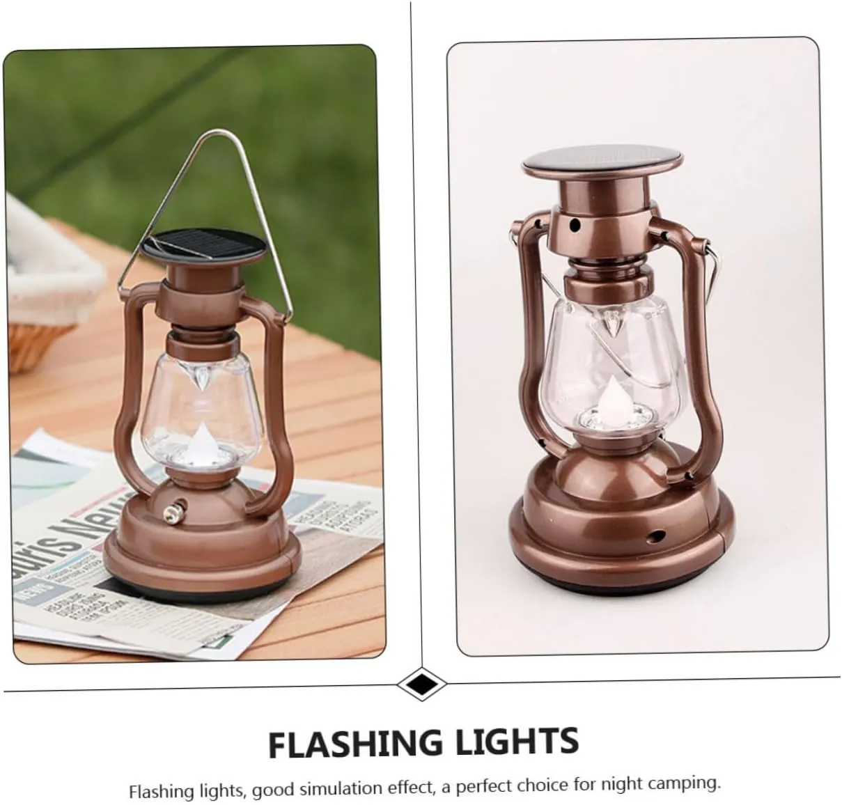 Happyyami Solar Camping Lights Handheld Outdoor Lantern Yard Lamp Retro Lantern Decor