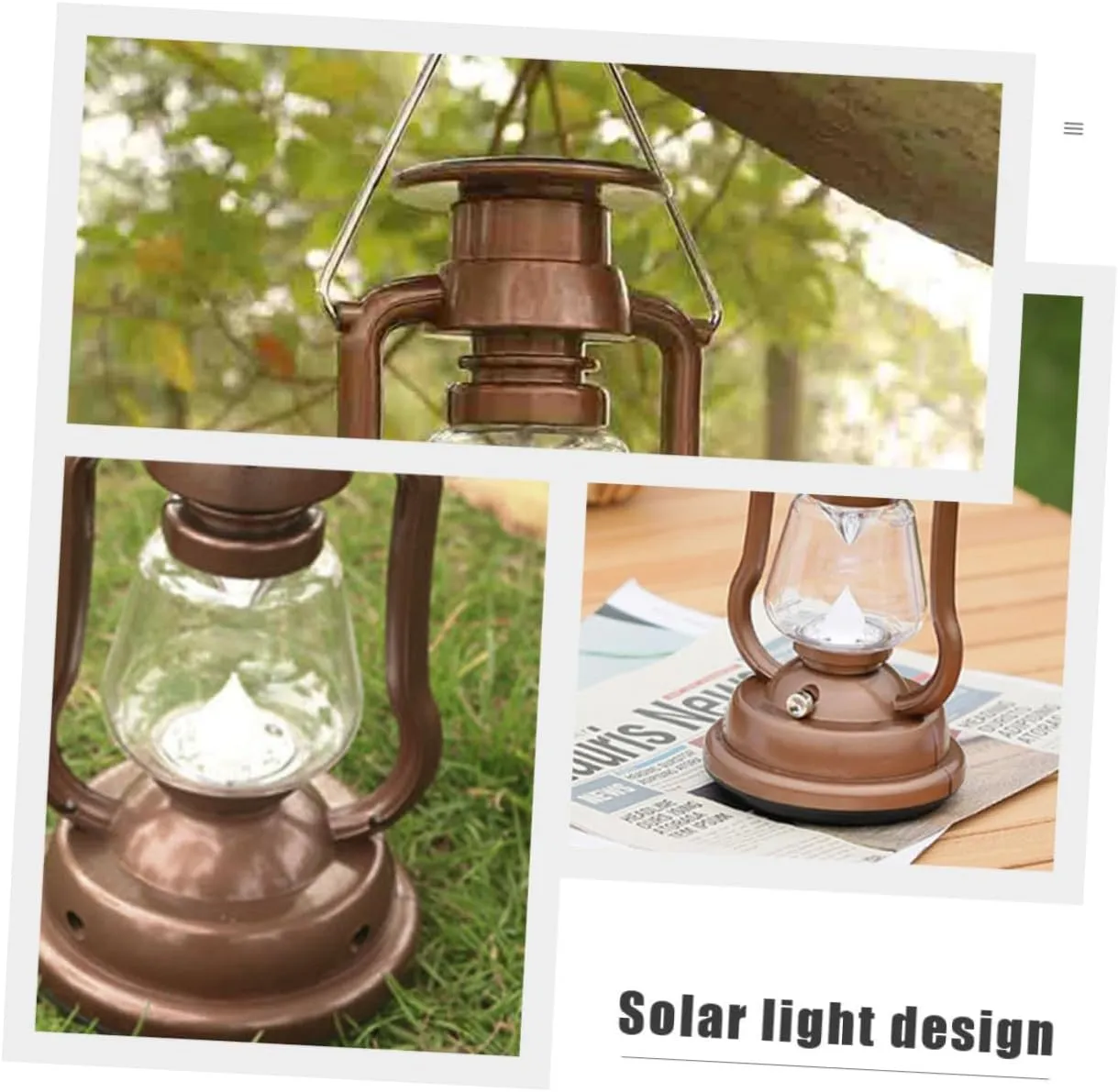 Happyyami Solar Camping Lights Handheld Outdoor Lantern Yard Lamp Retro Lantern Decor
