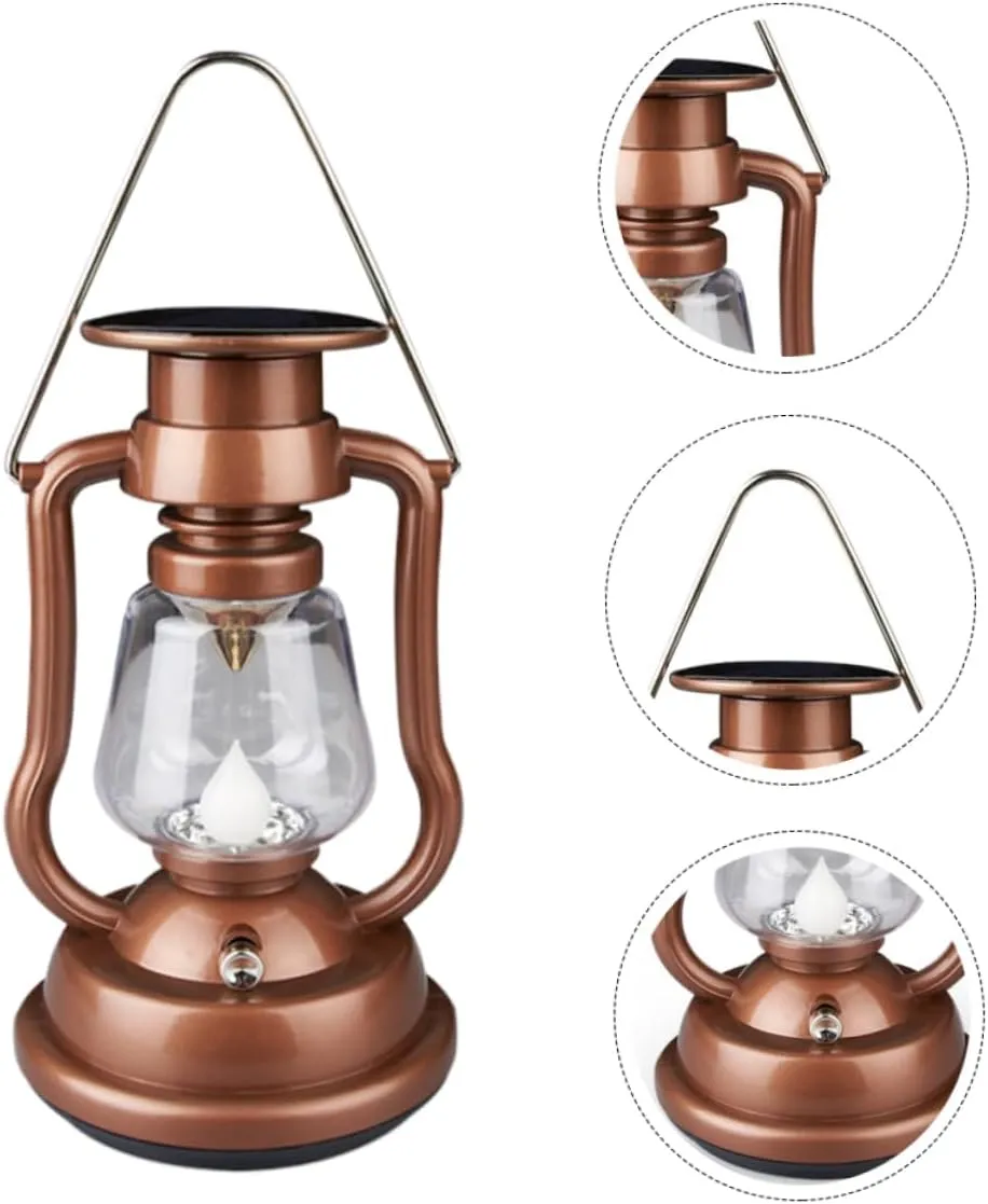 Happyyami Solar Camping Lights Handheld Outdoor Lantern Yard Lamp Retro Lantern Decor