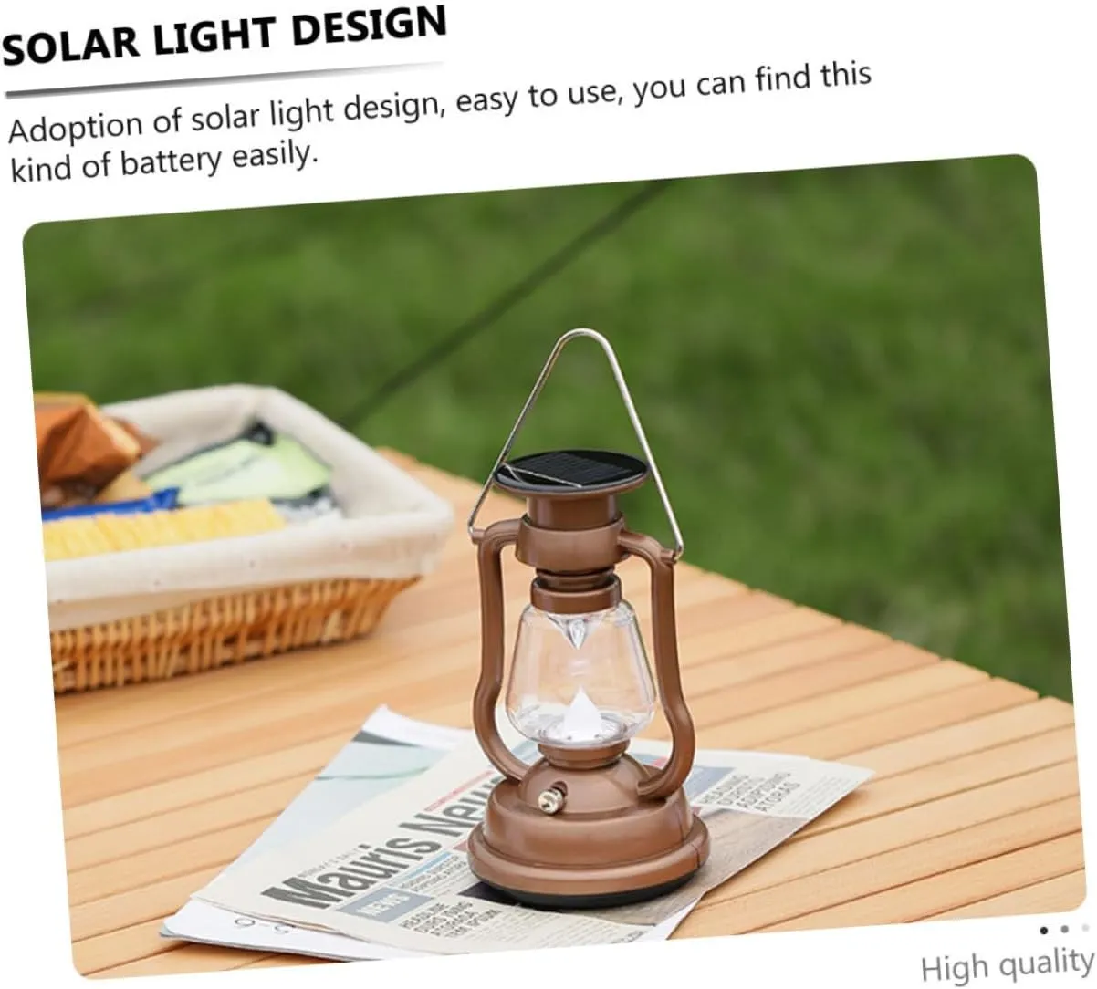 Happyyami Solar Camping Lights Handheld Outdoor Lantern Yard Lamp Retro Lantern Decor