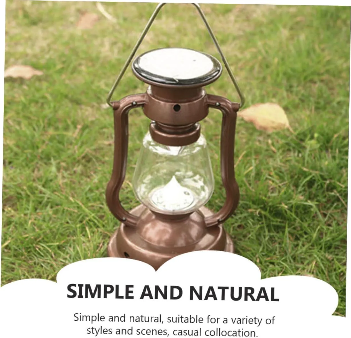 Happyyami Solar Camping Lights Handheld Outdoor Lantern Yard Lamp Retro Lantern Decor