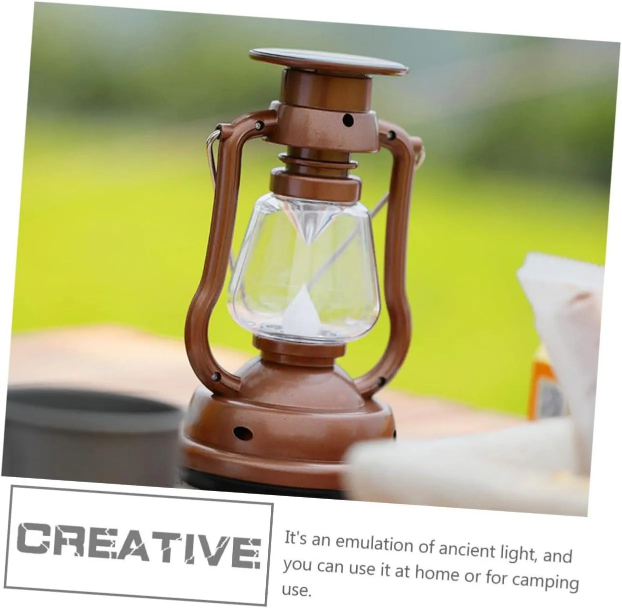 Happyyami Solar Camping Lights Handheld Outdoor Lantern Yard Lamp Retro Lantern Decor
