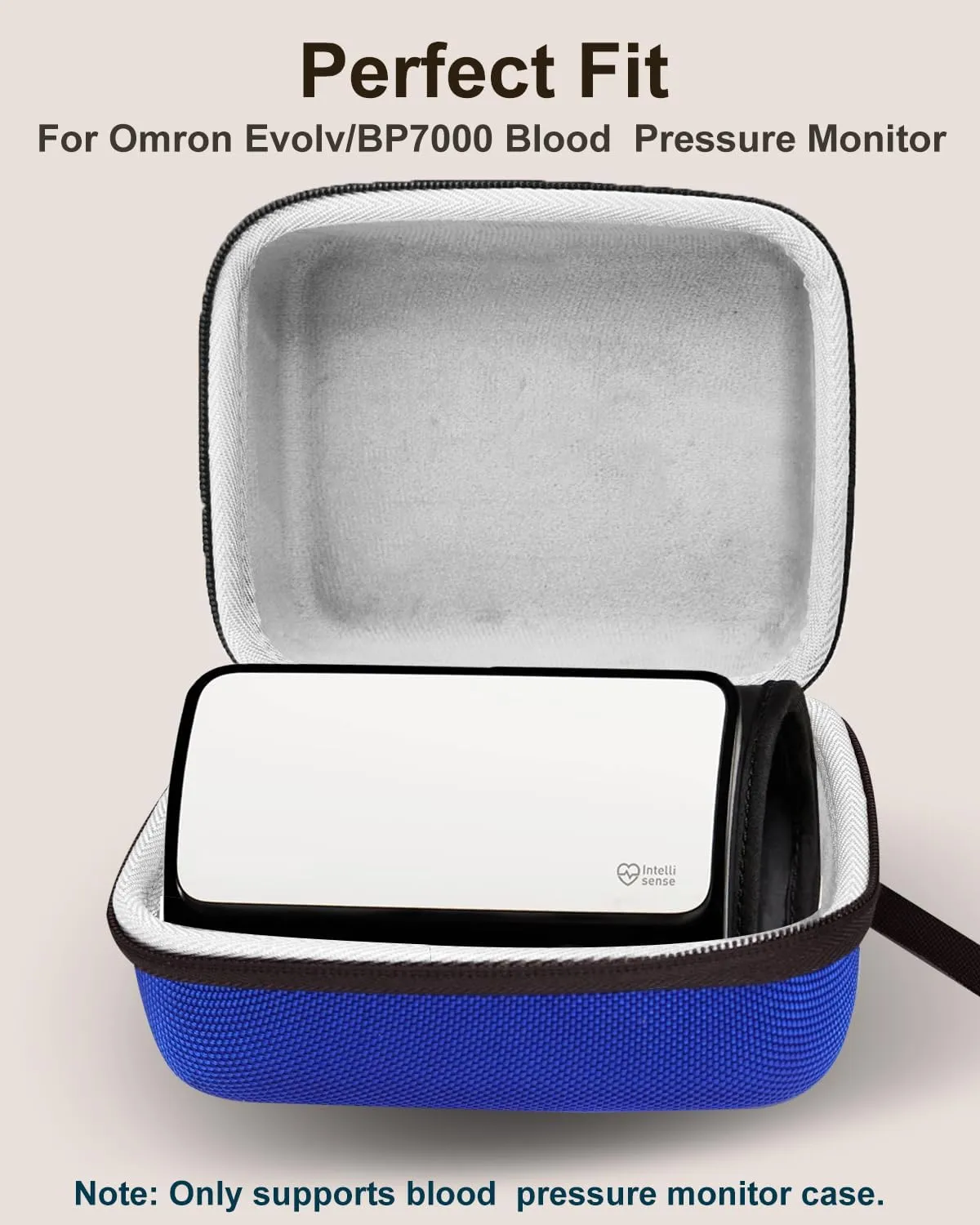 Hard Carrying Case for Omron Evolv Bluetooth Wireless Upper Arm Blood Pressure Monitor, Travel Storage Case for BP7000 HEM-7600T-BK BP Monitor, Protect Case Only (Blue)