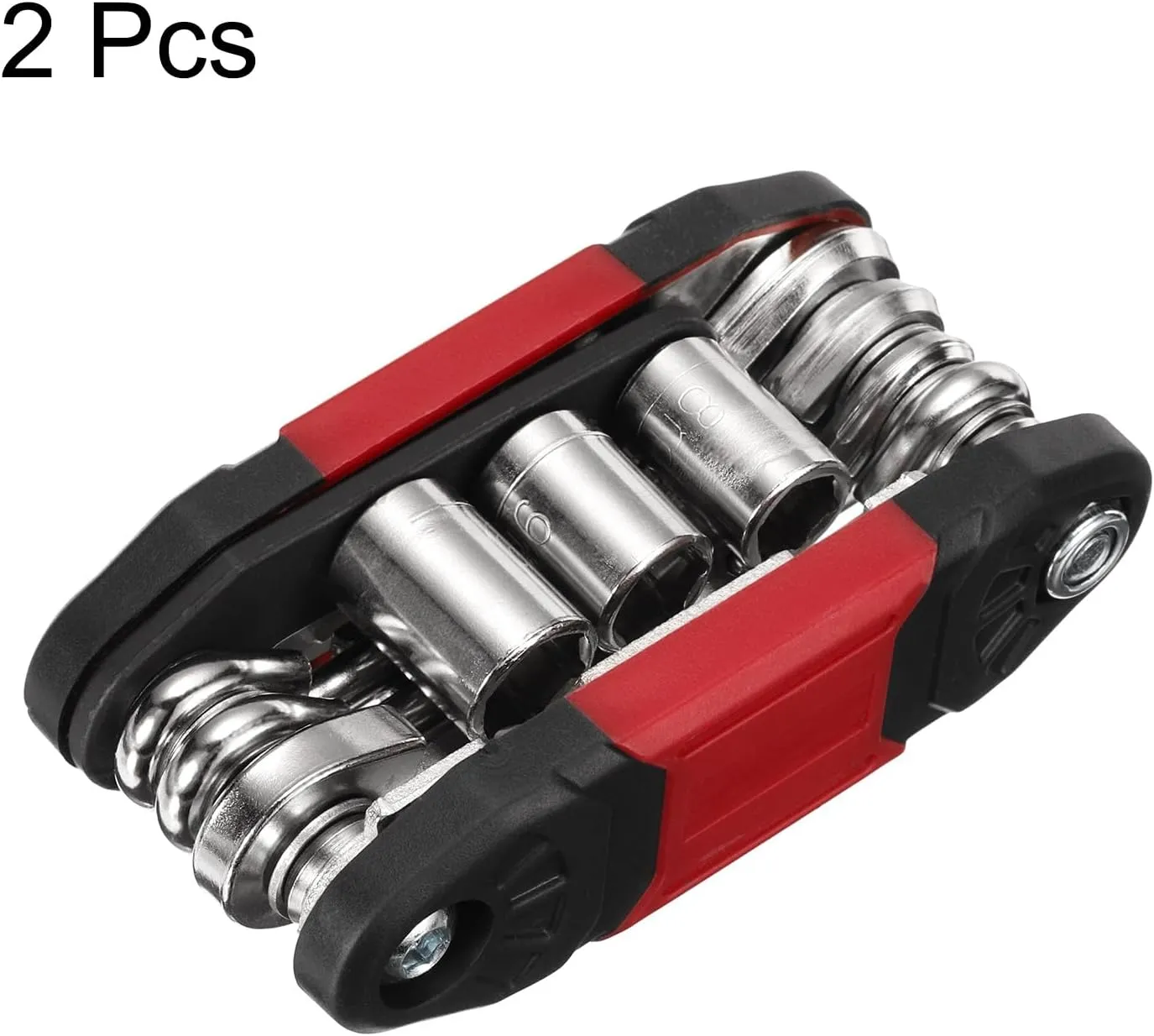 HARFINGTON 2pcs Bike Repair Multitool, 16 in 1 Multi-Function Portable Bicycle Mechanic Repair Set, Carbon Steel, Red