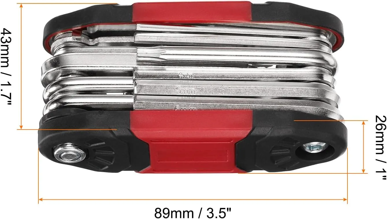 HARFINGTON 2pcs Bike Repair Multitool, 16 in 1 Multi-Function Portable Bicycle Mechanic Repair Set, Carbon Steel, Red