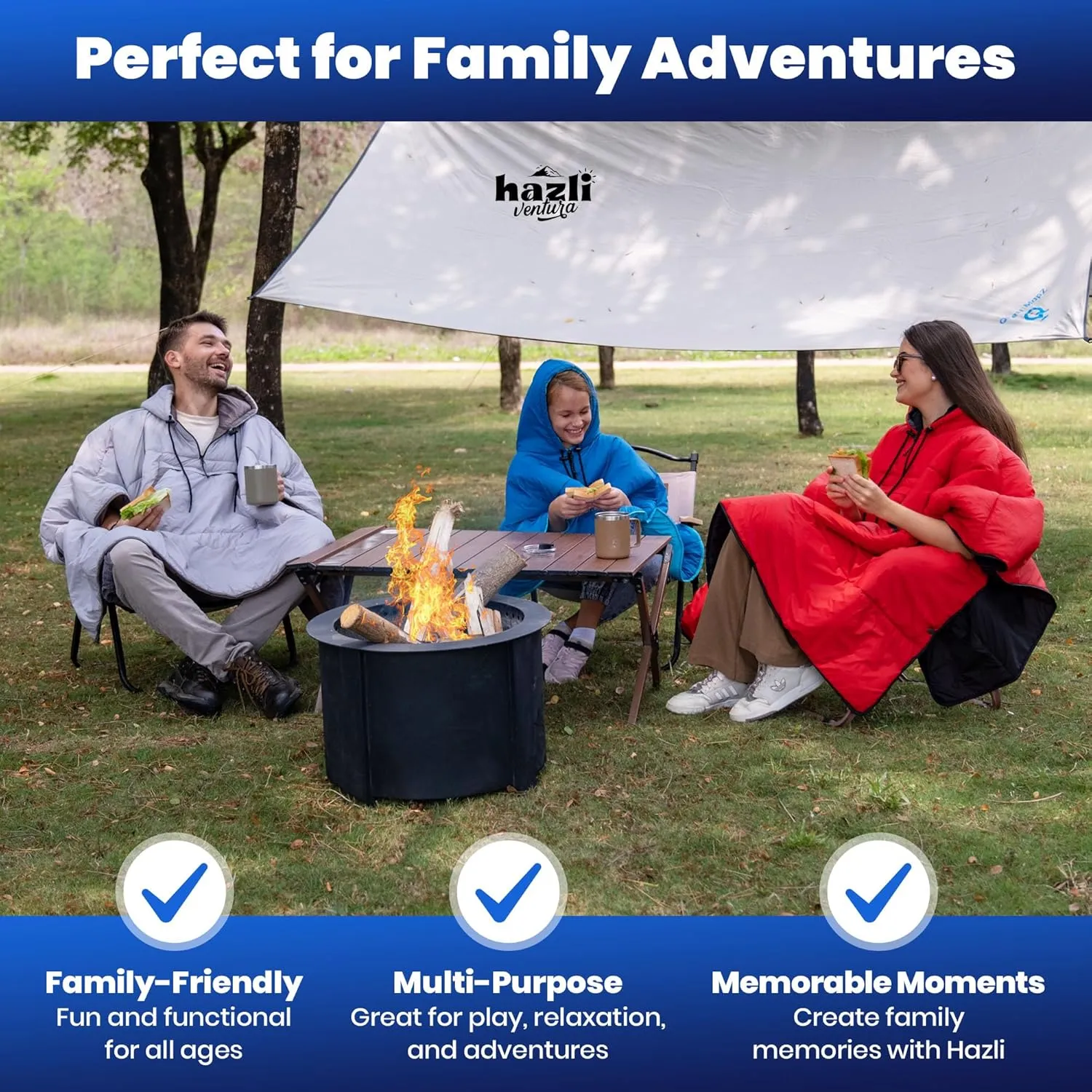 hazli Warm Camping Blanket - Stadium Blanket, Wearable Sleeping Bag Adult, Stadium Sack, Stadium Blankets for Cold Weather, Outdoor Sports Mom Essentials, Stadium Sak, Outdoor Blanket for Sports