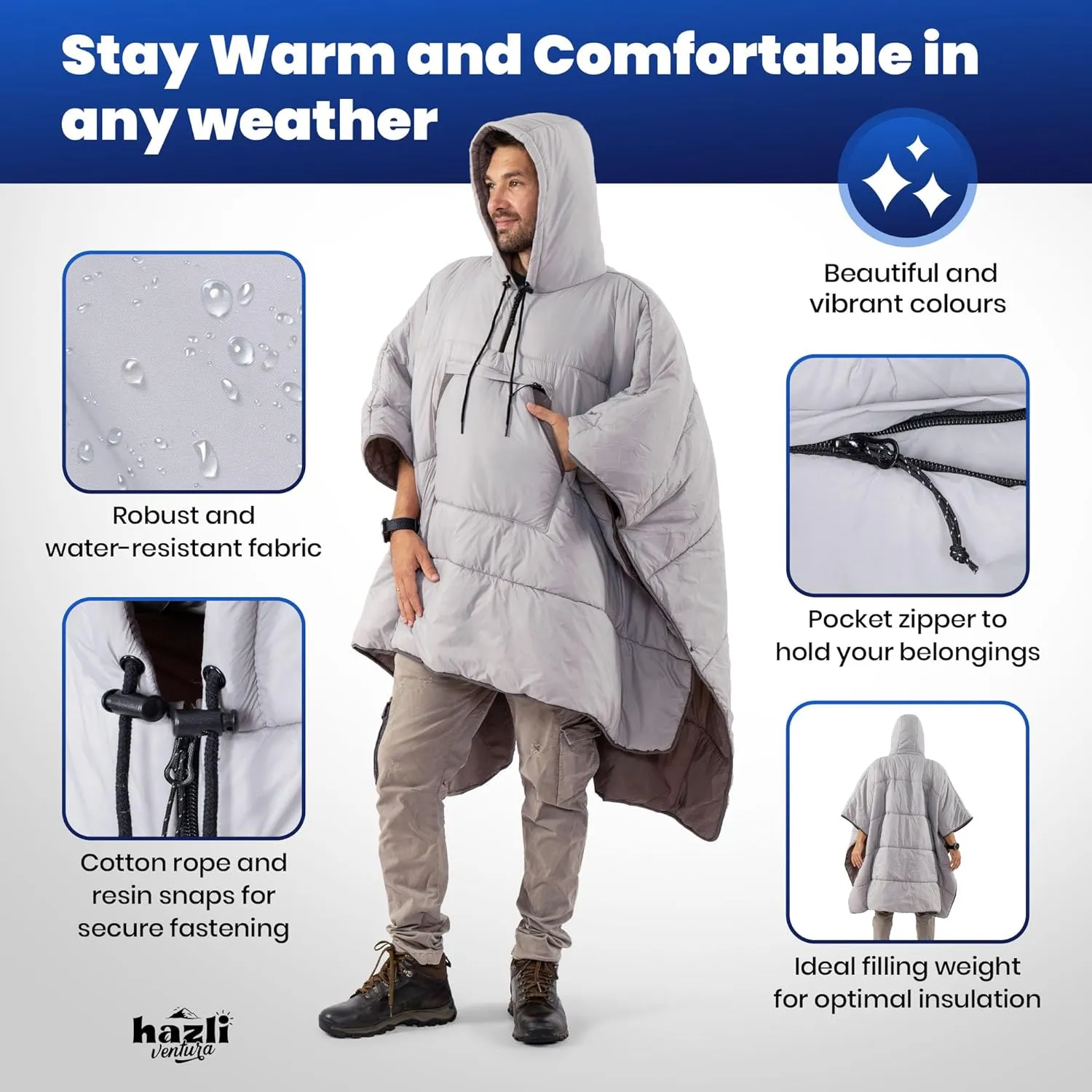 hazli Warm Camping Blanket - Stadium Blanket, Wearable Sleeping Bag Adult, Stadium Sack, Stadium Blankets for Cold Weather, Outdoor Sports Mom Essentials, Stadium Sak, Outdoor Blanket for Sports