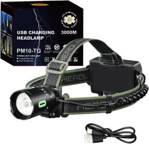 Headlamp Flashlight- Waterproof Head Flashlight for Adults | Outdoor Camping Head Lamps | 20 Watt Safety Warning Design High-Brightness Torch for Backpacking Hiking Walking Fishing