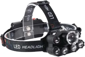 Headlamp, Rechargeable Headlamp for Super Bright Zoomable Headlight 6 Modes Adjustable Lightweight Headlamps for Camping Running Fishing Outdoors