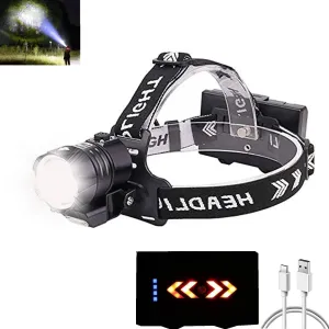 Headlamp USB Rechargeable Super Bright High Lumens,XHP90 LED Headlamps with Power Bank Function Head Torch,Waterproof Zoomable 4 Modes Powerful Headlight for Hunting,Fishing,Camping