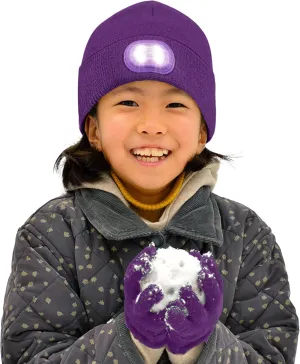 Headlightz by Roq Innovation - Kids Beanie with Light & Glove Set - Unisex LED Beanie Hat with Light Built in, Rechargeable