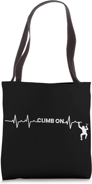 Heartbeat EKG Mountain Rock Climbing Boulder Climber Climb Tote Bag