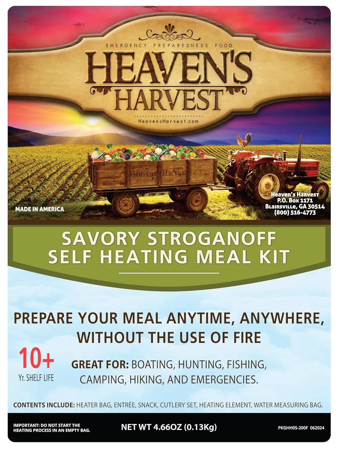 Heaven's Harvest Self Heating Meal Kit - Just add water to activate the heating element and the cooking process begins! Emergency Survival Food with a 10-Year Shelf Life (6-pack, Savory Stroganoff)