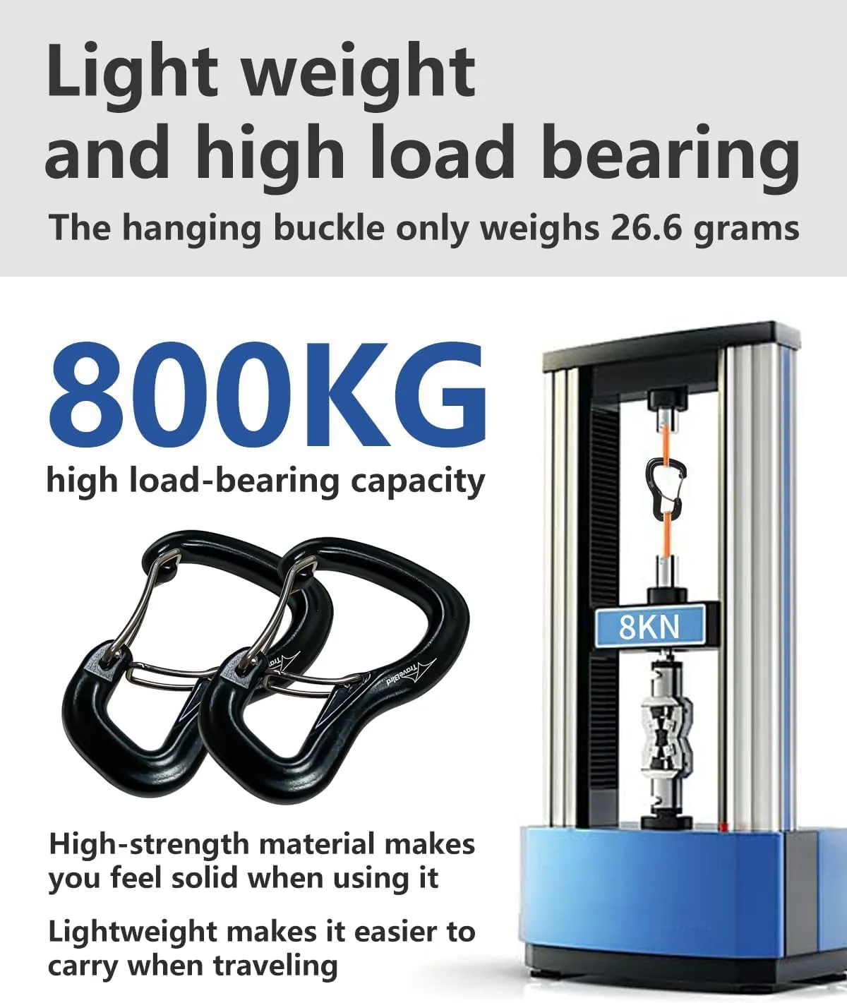 Heavy Duty Carabiner Clip Hook 8KN (1763 lbs), 2 PCS Ultra-Light Aluminum Caribeaners with Double Door D Ring Shape, for Hammock, Camping, Hiking, Backpacking, Dog Leash, Keychain Clip