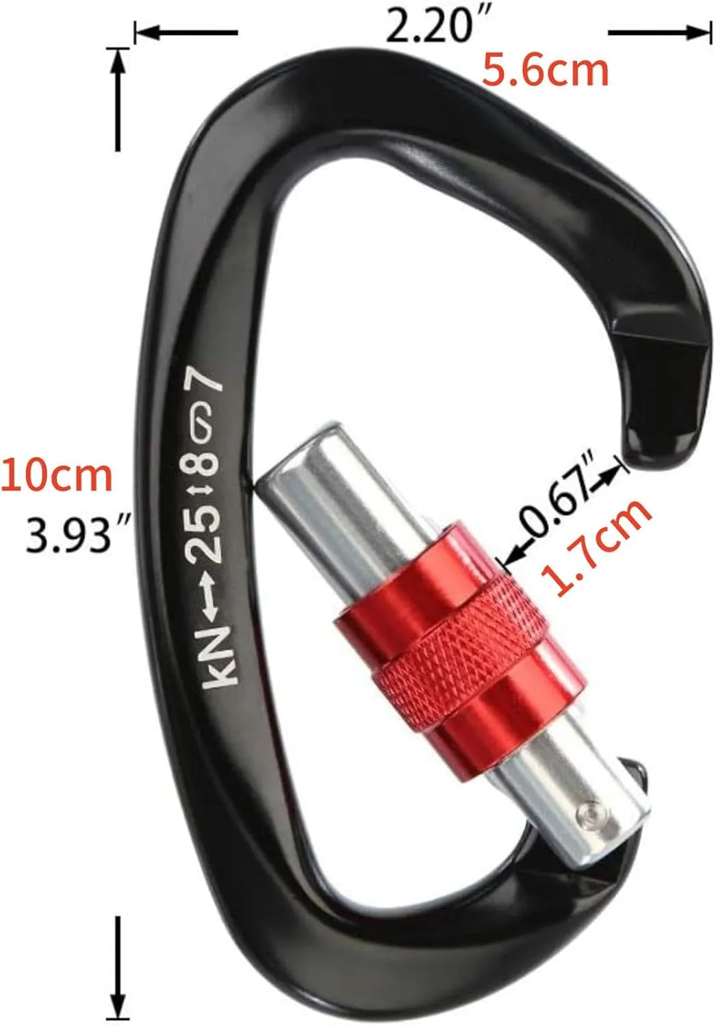 Heavy Duty Screwgate Locking Carabiner D Shape for Rappelling and Mountaineering, 5pcs