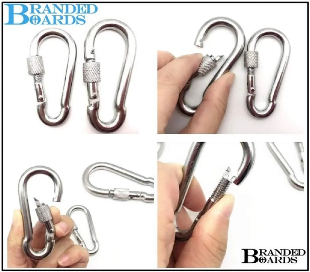 Heavy Duty Stainless Steel Thumb Screw Locking Carabiner Spring Snap Clip Link Hooks. 200-400lb Load. 6 Packs and 12 Packs