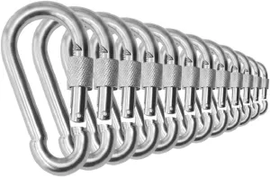 Heavy Duty Stainless Steel Thumb Screw Locking Carabiner Spring Snap Clip Link Hooks. 200-400lb Load. 6 Packs and 12 Packs