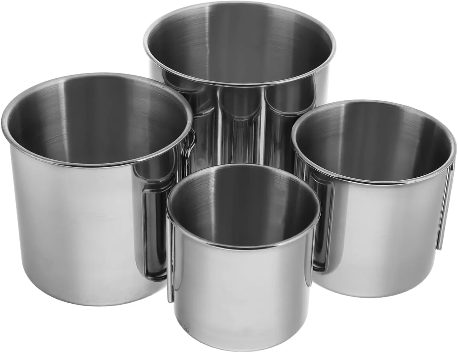 Hemoton Multi-functional Stainless Steel Cups 4 Pack Folding Handle Lightweight for Camping Hiking Picnics