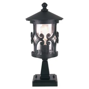 Hereford 1 Light Pedestal Lantern | Black