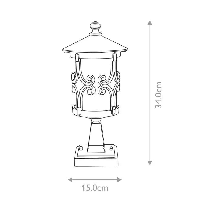 Hereford 1 Light Pedestal Lantern | Black
