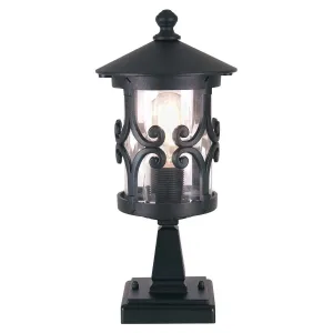 Hereford 1 Light Pedestal Lantern | Black