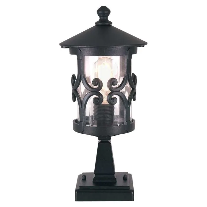 Hereford 1 Light Pedestal Lantern | Black
