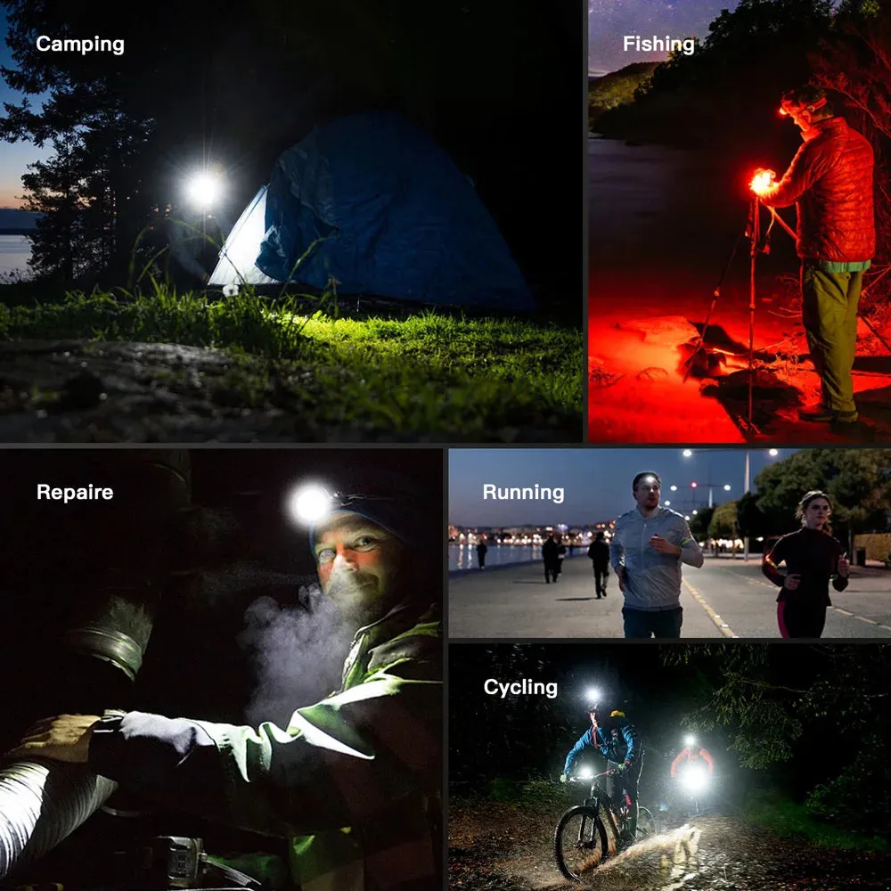 High Lumen Waterproof Fishing Headlamp 4000lm, LED Flashlight, Camping Hiking, IP67, 21700 Battery, Magnetic Tail Light