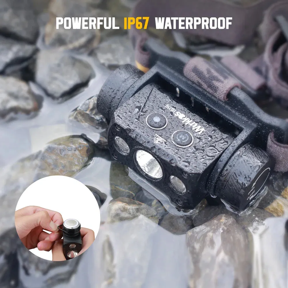 High Lumen Waterproof Fishing Headlamp 4000lm, LED Flashlight, Camping Hiking, IP67, 21700 Battery, Magnetic Tail Light