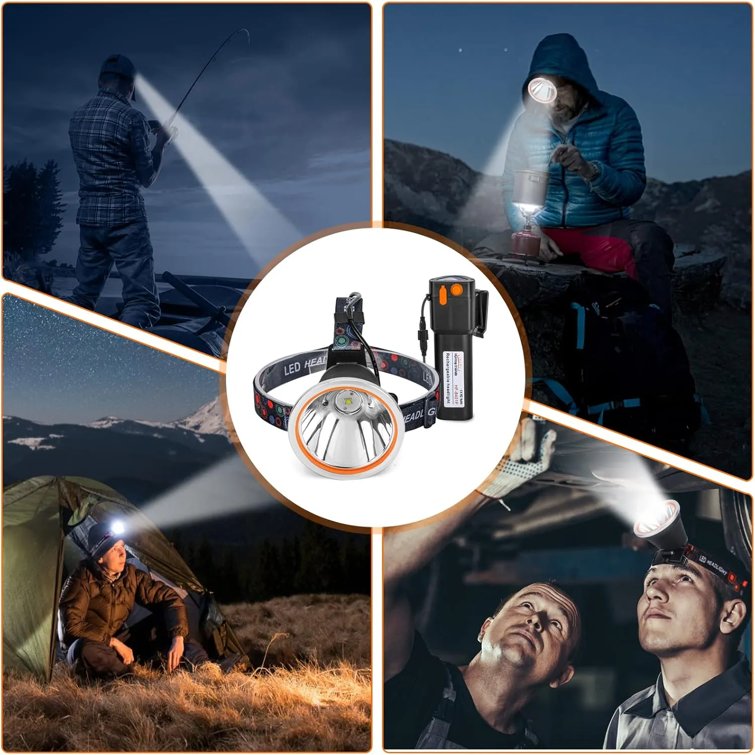 High Power Rechargeable Coon Hunting Lights – Super Bright LED Waterproof Headlamp, Adjustable Beam Head Flashlight for Hunting, Fishing, Camping, Hiking, Outdoor Activities & Emergency Use