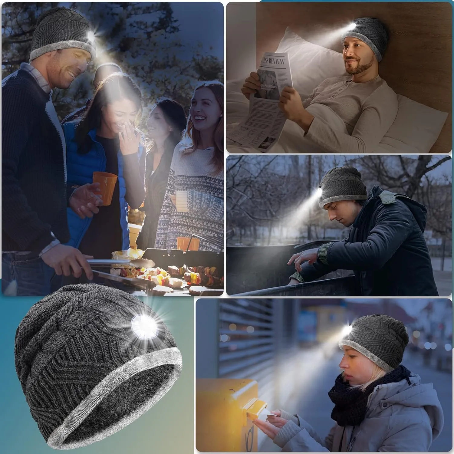 HIGHEVER LED Beanie Hat with Light: Christmas Stocking Stuffers for Men Adult Winter Gift