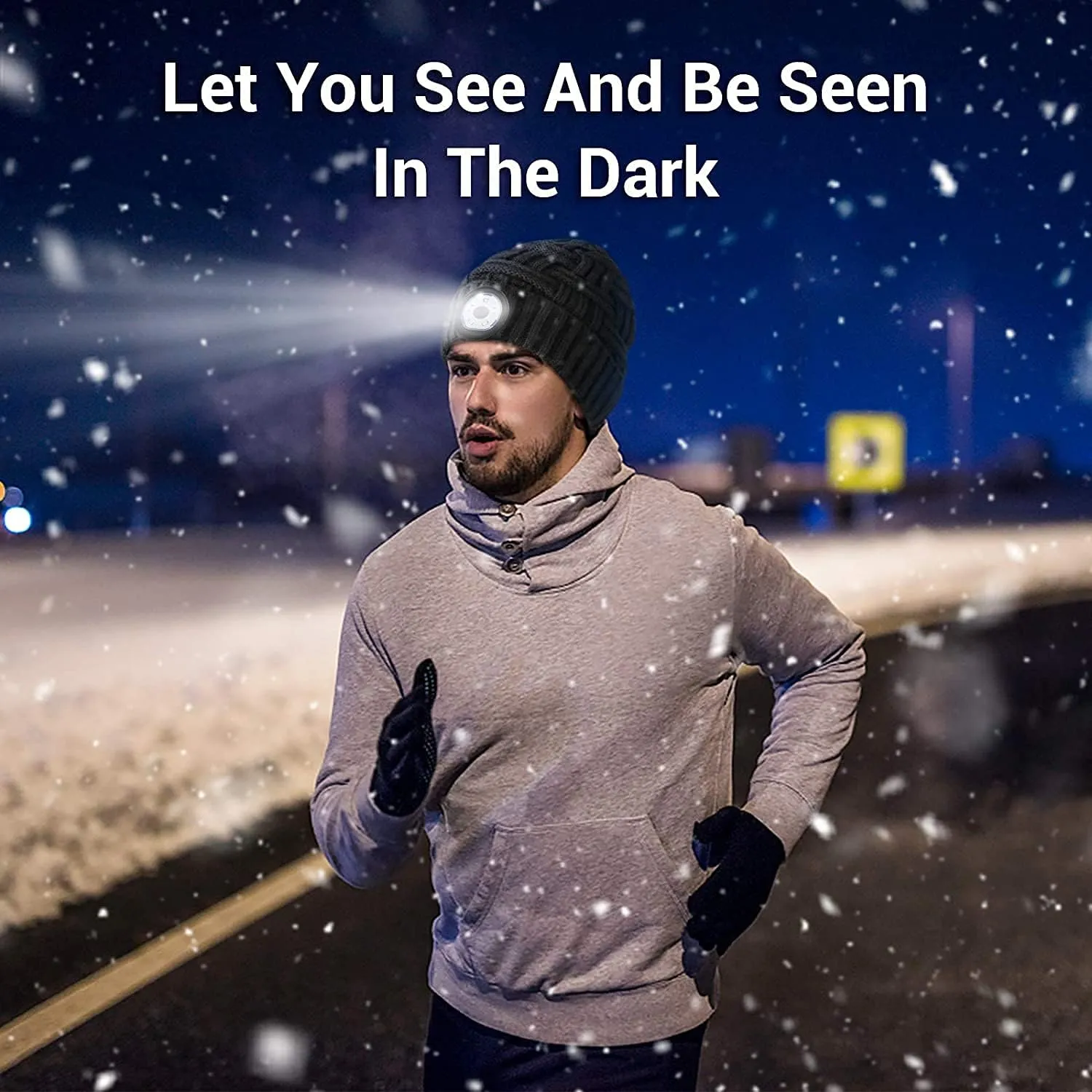 HIGHEVER LED Beanie Hat with Light Stocking Stuffers for Men Christmas Birthday Gifts Winter Cap Headlamp for Camping Fishing