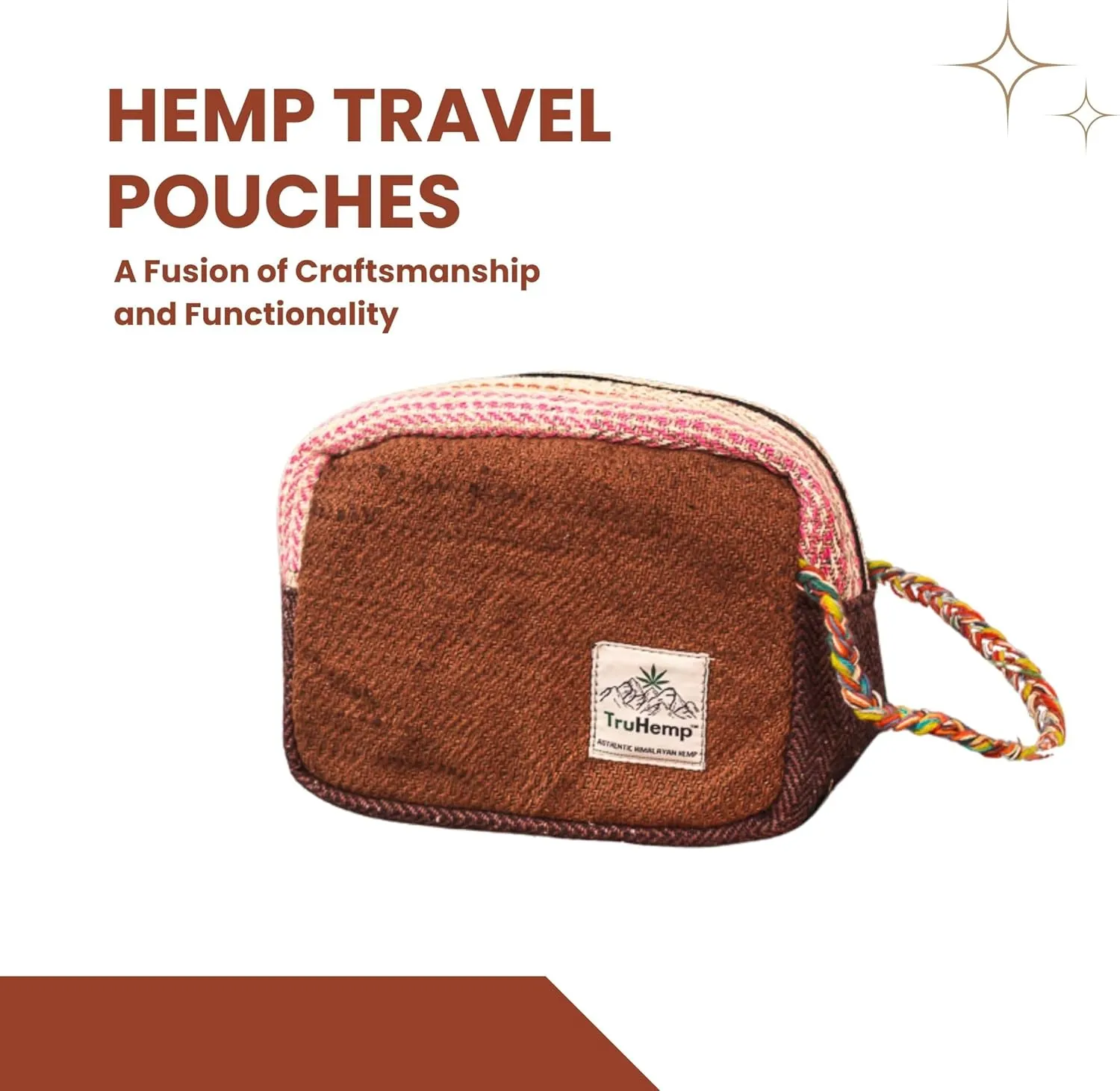 Himalayan Hemp Toiletry Kit, Brown – Durable Travel Organizer Pouch, Compact Water-Resistant Wash Bag
