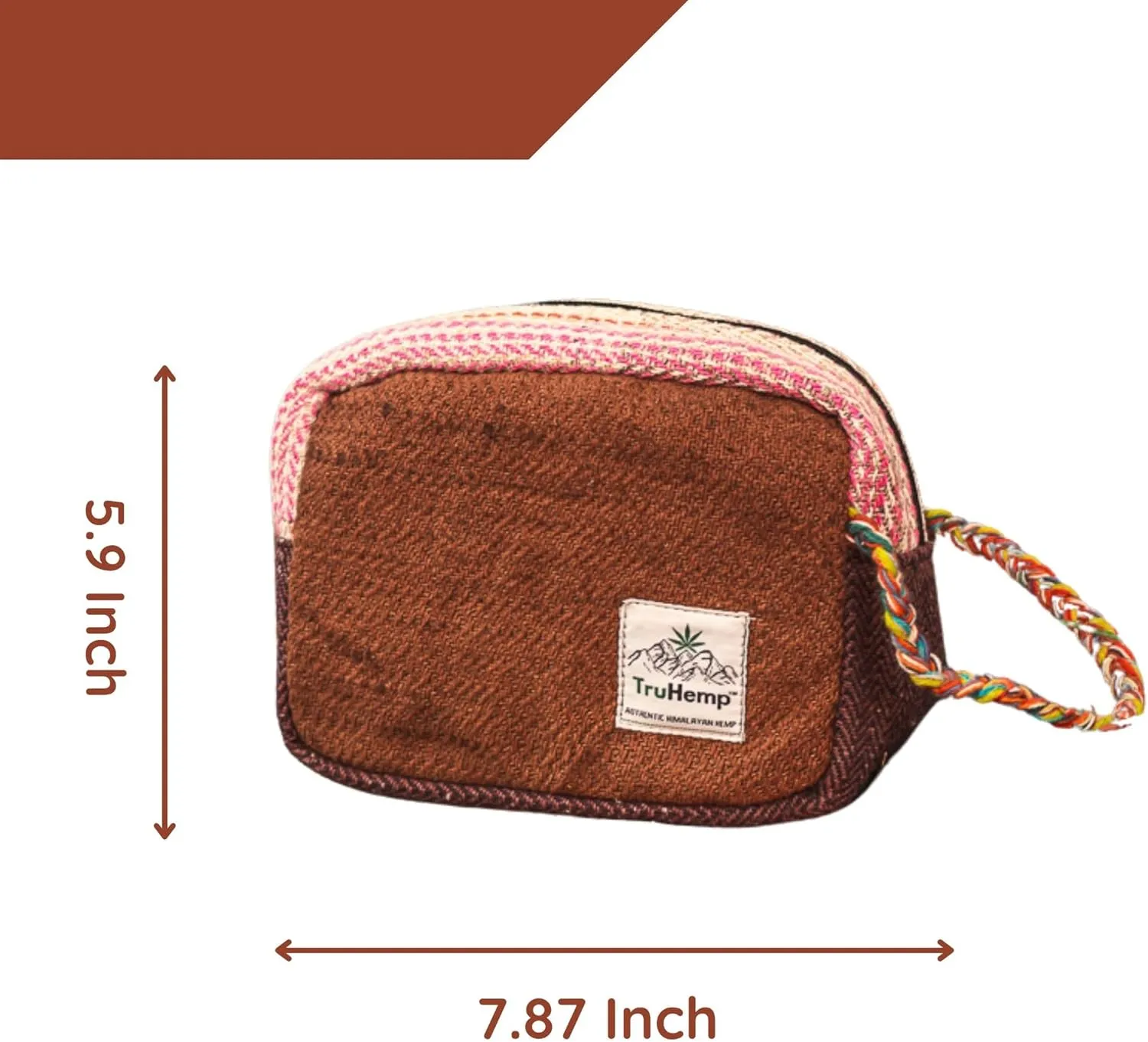 Himalayan Hemp Toiletry Kit, Brown – Durable Travel Organizer Pouch, Compact Water-Resistant Wash Bag